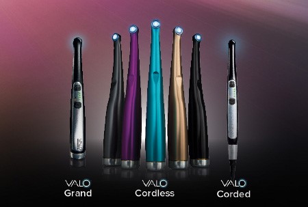 The VALO curing light family, including the VALO Corded, VALO Cordless, and VALO Grand curing lights”)